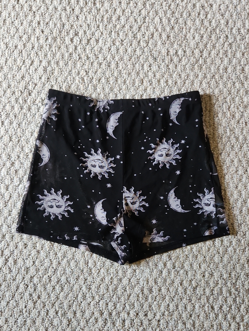 Bear Dance Black Sun & Moon Print Sheer Bike Shorts